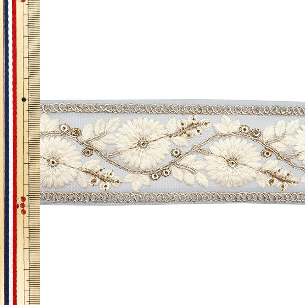 [Количество, начиная с 5] ремесленные изделияОтделка "2024 Отделка для индийской вышивки Синий серый x белый m-461h"