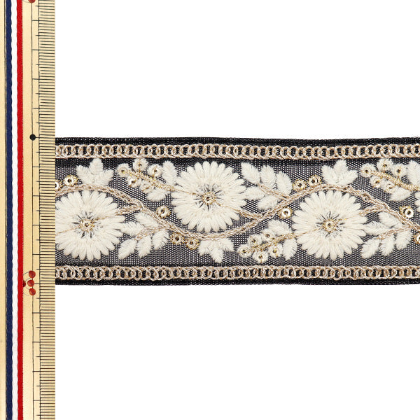 [Количество, начиная с 5] ремесленные изделияОтделка "2024 Отделка для индийской вышивки Черный x белый m-461n"