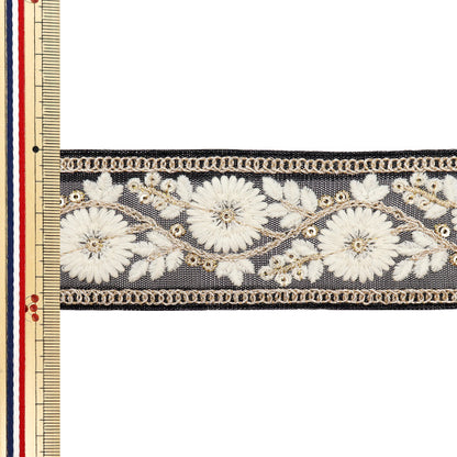 [Количество, начиная с 5] ремесленные изделияОтделка "2024 Отделка для индийской вышивки Черный x белый m-461n"