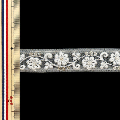 [Cantidad a partir de 5] artesaníasRibete "2024 Ribete bordado indio White X White M-808W"