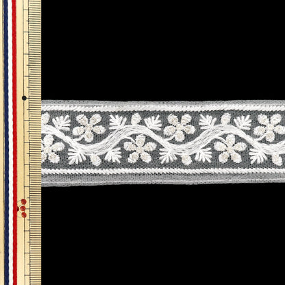 [Cantidad a partir de 5] artesaníasRibete 『Ribete bordado indio Aprox. 4 cm de ancho White M-518i"