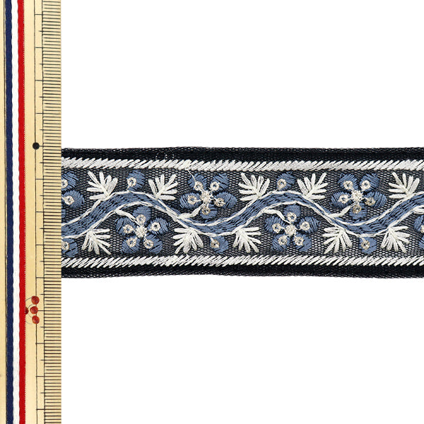 [Cantidad a partir de 5] artesaníasRibete 『Ribete bordado indio Aprox. M-518Q negro de 4 cm de ancho de ancho"