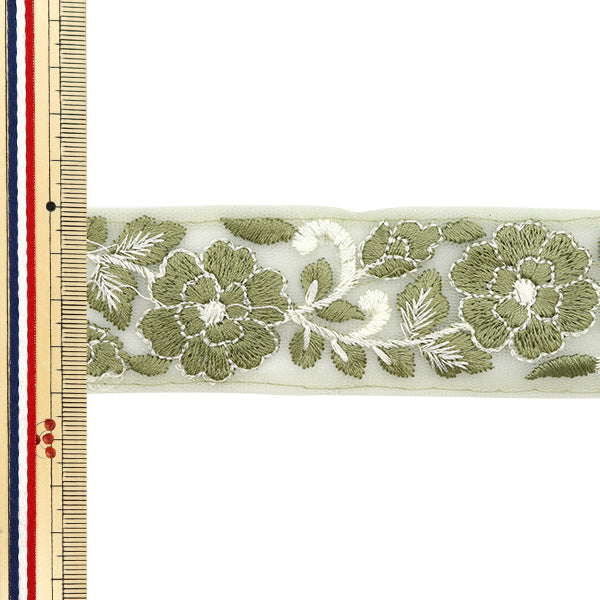 [Cantidad a partir de 5] artesaníasRibete 『Ribete bordado indio Aprox. M-522G de 4 cm de ancho de ancho"