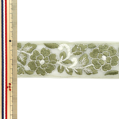 [Cantidad a partir de 5] artesaníasRibete 『Ribete bordado indio Aprox. M-522G de 4 cm de ancho de ancho"