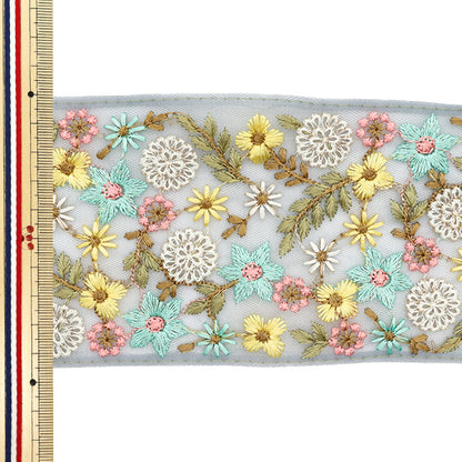 [الكمية تبدأ من 5] حرف اليدويةالزركشة 『زركشة التطريز الهندي تقريبا. 9.5 سم عريض الرمادي M-532#5"