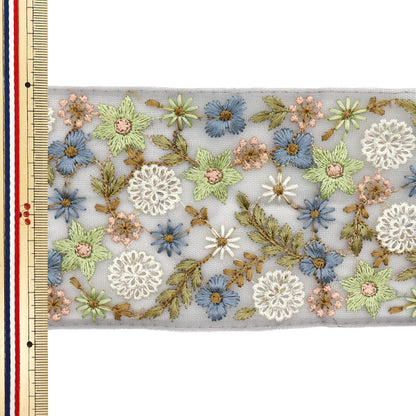 [الكمية تبدأ من 5] حرف اليدويةالزركشة 『زركشة التطريز الهندي تقريبا. 9.5 سم عريض الرمادي M-532#8"