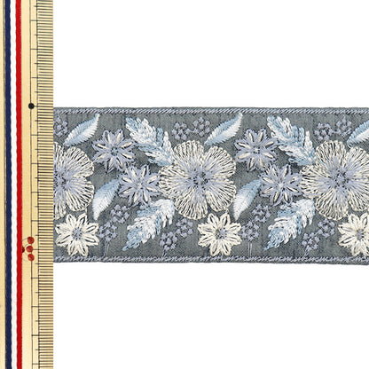 [الكمية تبدأ من 5] حرف اليدويةالزركشة 『زركشة التطريز الهندي تقريبا. 5.5 سم رمادي عرض M-642B"