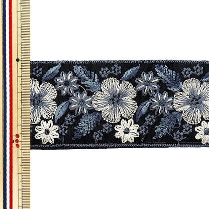 [Menge ab 5] KunsthandwerkBesätze 『Indischer Stickereibesatz Ca. 5,5 cm breit schwarz M-642t"