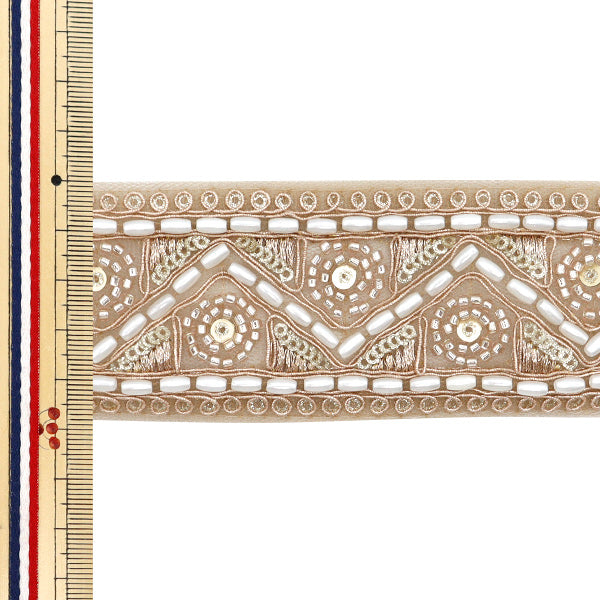 [Quantity starting from 5] HandicraftsTrim 『Indian embroidery trim Approx. 4.8cm wide Pink gold M-1131A"