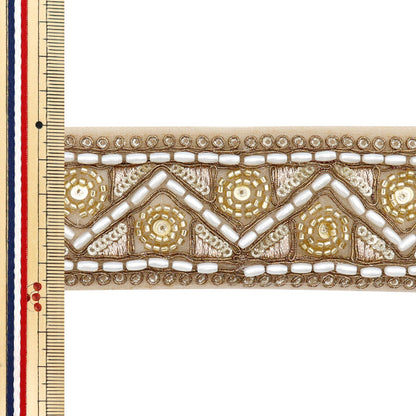 [Quantity starting from 5] HandicraftsTrim 『Indian embroidery trim Approx. 4.8cm wide Bronze M-1131F"
