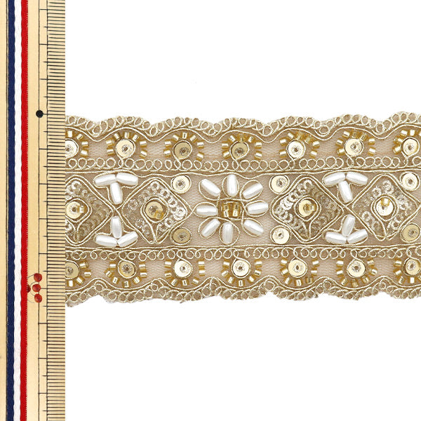 [Quantity starting from 5] HandicraftsTrim 『Indian embroidery trim Approx. 5.5cm wide Gold M-1133D"
