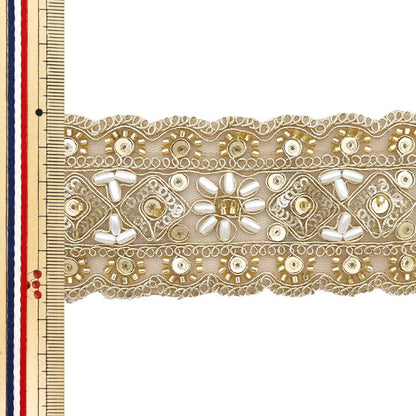 [Quantity starting from 5] HandicraftsTrim 『Indian embroidery trim Approx. 5.5cm wide Gold M-1133D"