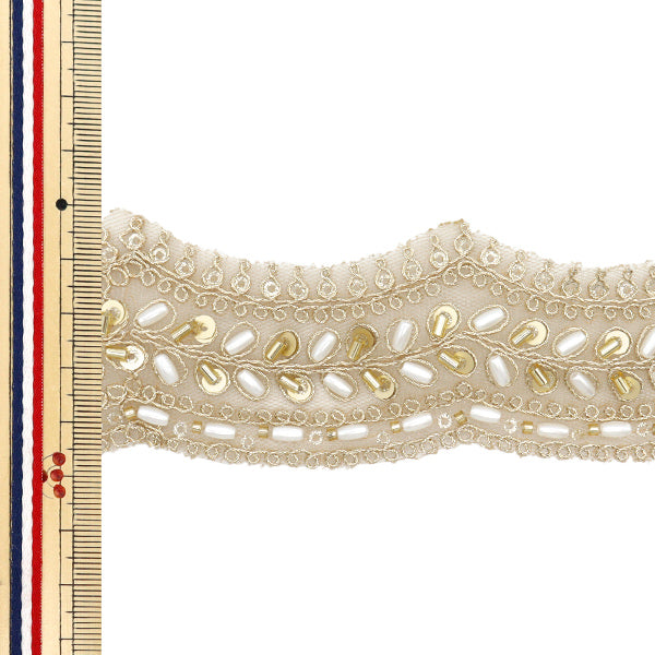 [Quantity starting from 5] HandicraftsTrim 『Indian embroidery trim Approx. 4.5cm wide Gold M-1146D"