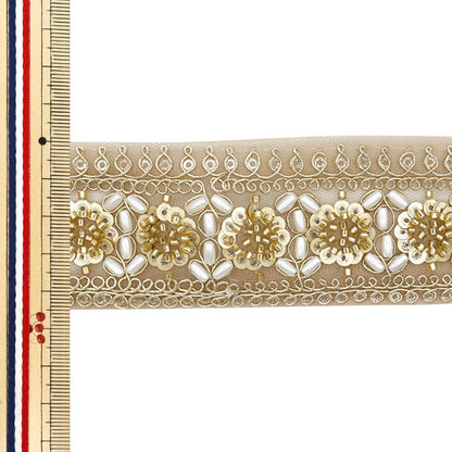 [Quantity starting from 5] HandicraftsTrim 『Indian embroidery trim Approx. 4.5cm wide Gold M-1148B"