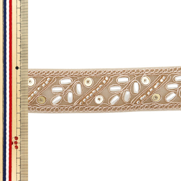 [Quantity starting from 5] HandicraftsTrim 『Indian embroidery trim Approx. 3cm wide Pink gold M-1153A"