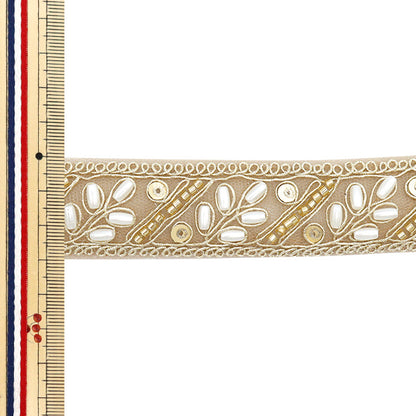[Quantity starting from 5] HandicraftsTrim 『Indian embroidery trim Approx. 3cm wide Gold M-1153D"