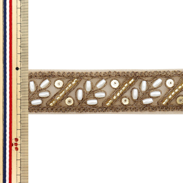 [Quantity starting from 5] HandicraftsTrim 『Indian embroidery trim Approx. 3cm wide Bronze M-1153F"