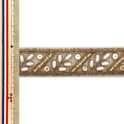 [Quantity starting from 5] HandicraftsTrim 『Indian embroidery trim Approx. 3cm wide Bronze M-1153F"