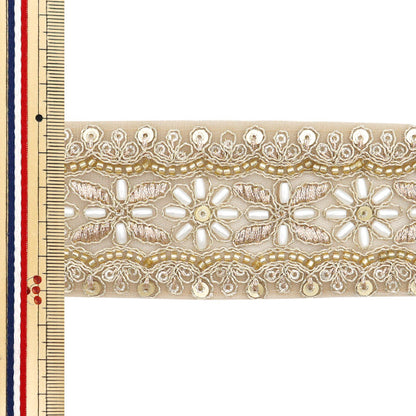 [Quantity starting from 5] HandicraftsTrim 『Indian embroidery trim Approx. 5cm wide Gold M-1158D"