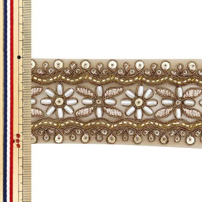 [Quantity starting from 5] HandicraftsTrim 『Indian embroidery trim Approx. 5cm wide Bronze M-1158F"