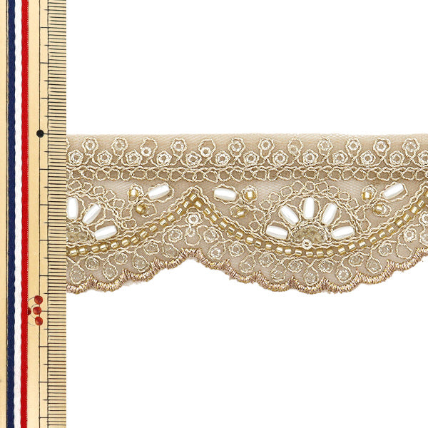 [Quantity starting from 5] HandicraftsTrim 『Indian embroidery trim Approx. 4.5cm wide Gold M-1168D"