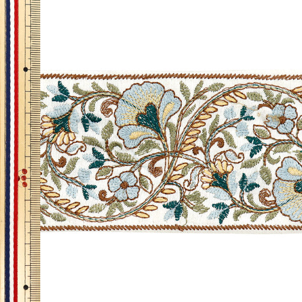 [Quantity starting from 5] HandicraftsTrim 『Indian embroidery trim Approx. 7.5cm wide Blue M-1175A"