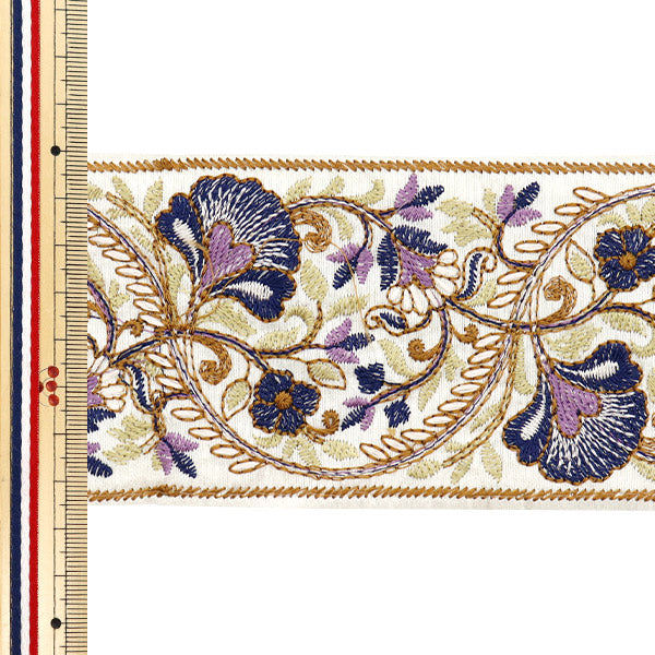 [Quantity starting from 5] HandicraftsTrim 『Indian embroidery trim Approx. 7.5cm wide Purple M-1175C"