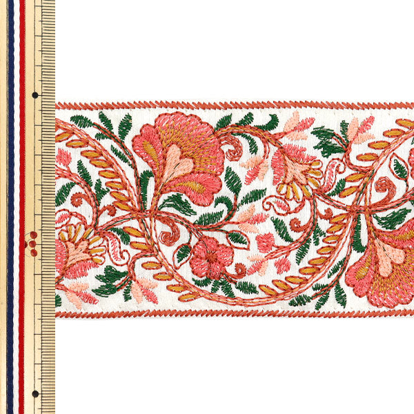 [Menge ab 5] KunsthandwerkBesätze 『Indischer Stickereibesatz Ca. 7,5 cm breit Magenta M-1175d"