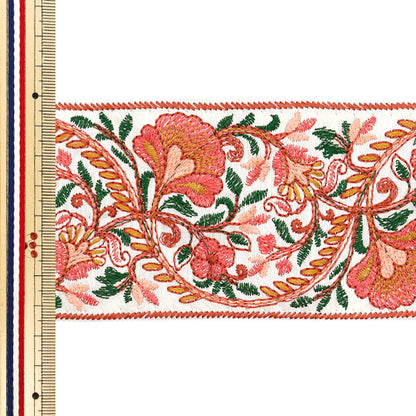 [Menge ab 5] KunsthandwerkBesätze 『Indischer Stickereibesatz Ca. 7,5 cm breit Magenta M-1175d"