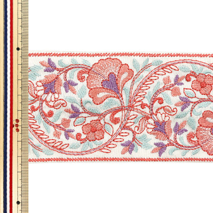 [Quantity starting from 5] HandicraftsTrim 『Indian embroidery trim Approx. 7.5cm wide Pink M-1175E"