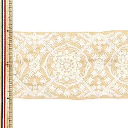 [Menge ab 5] KunsthandwerkBesätze 『Indischer Stickereibesatz Ca. 10 cm breit gelb M-1188a-6"