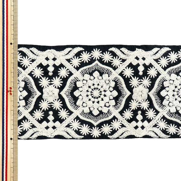[Menge ab 5] KunsthandwerkBesätze 『Indischer Stickereibesatz Ca. 10 cm breit schwarz M-1188a-7"