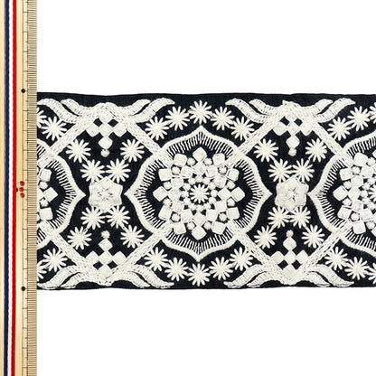 [Menge ab 5] KunsthandwerkBesätze 『Indischer Stickereibesatz Ca. 10 cm breit schwarz M-1188a-7"