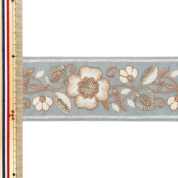 [Menge ab 5] KunsthandwerkBesätze "2023 Indischer Stickereibesatz Blau x weiß 401i"