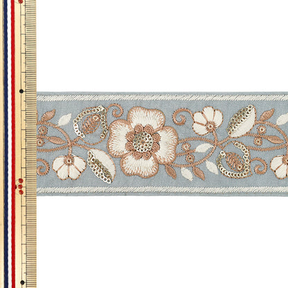 [Menge ab 5] KunsthandwerkBesätze "2023 Indischer Stickereibesatz Blau x weiß 401i"