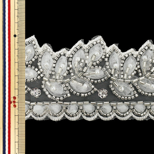 [Quantity starting from 5] HandicraftsTrim "2025 Indian embroidery trim Approx. 6.5cm wide White 25843A"
