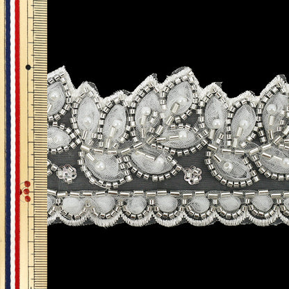 [Quantity starting from 5] HandicraftsTrim "2025 Indian embroidery trim Approx. 6.5cm wide White 25843A"