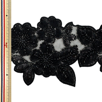 [Quantity starting from 5] HandicraftsTrim "2025 Indian embroidery trim Approx. 12cm wide Black 25850B"