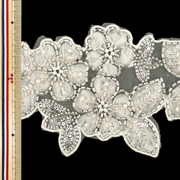 [Quantity from 5] HandicraftsTrim "2025 indian embroideryTrim Approximately 12cm width white 25850A"