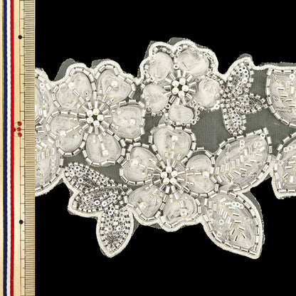 [Quantity from 5] HandicraftsTrim "2025 indian embroideryTrim Approximately 12cm width white 25850A"