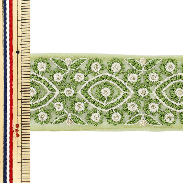 [Quantity starting from 5] HandicraftsTrim "2025 Indian embroidery trim Approx. 5cm wide Green M-1286D"