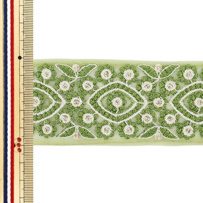 [Quantity starting from 5] HandicraftsTrim "2025 Indian embroidery trim Approx. 5cm wide Green M-1286D"