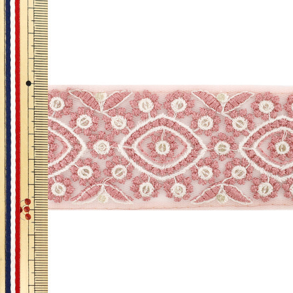 [Cantidad a partir de 5] artesaníasRibete "2025 Ribete bordado indio Aprox. 5 cm de ancho Pink M-1286i"