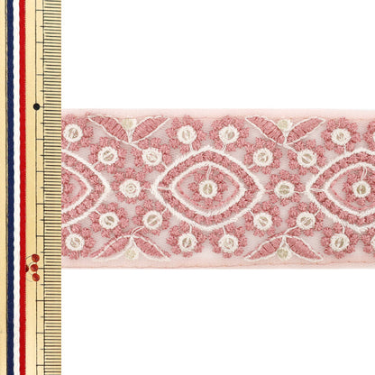 [Cantidad a partir de 5] artesaníasRibete "2025 Ribete bordado indio Aprox. 5 cm de ancho Pink M-1286i"