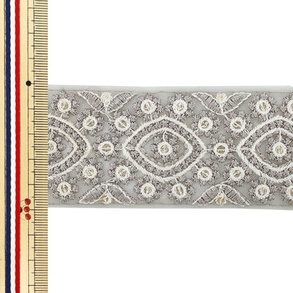 [Quantity starting from 5] HandicraftsTrim "2025 Indian embroidery trim Approx. 5cm wide Gray M-1286M"