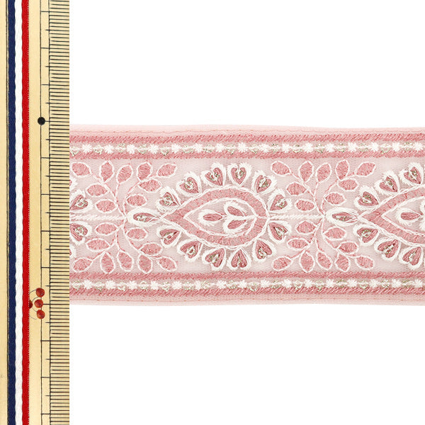 [Cantidad a partir de 5] artesaníasRibete "2025 Ribete bordado indio Aprox. 5 cm de ancho Pink M-1285i"