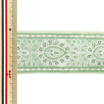 [Quantity starting from 5] HandicraftsTrim "2025 Indian embroidery trim Approx. 5cm wide Green M-1285U"