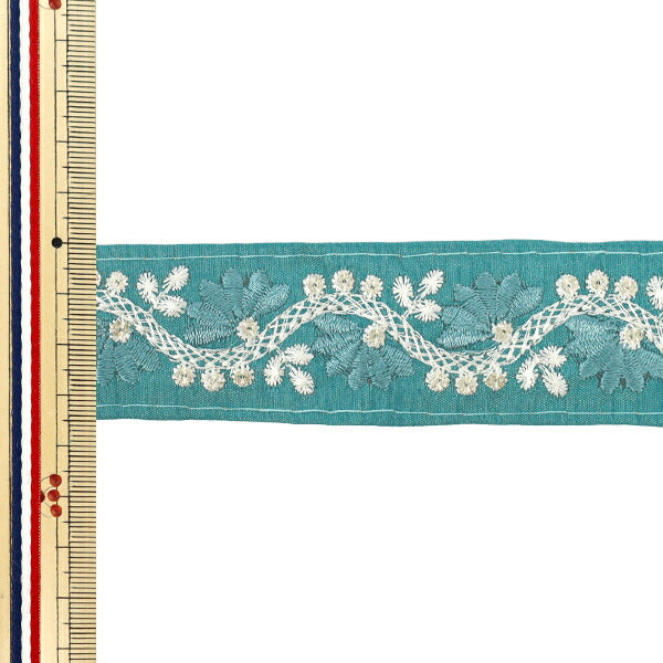 [الكمية تبدأ من 5] حرف اليدويةالزركشة "2024 زركشة التطريز الهندي تقريبا. 3.5 سم عريض الأزرق الأخضر x الأبيض M-863C"