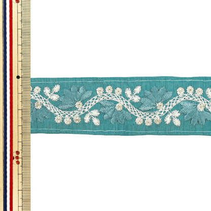 [الكمية تبدأ من 5] حرف اليدويةالزركشة "2024 زركشة التطريز الهندي تقريبا. 3.5 سم عريض الأزرق الأخضر x الأبيض M-863C"