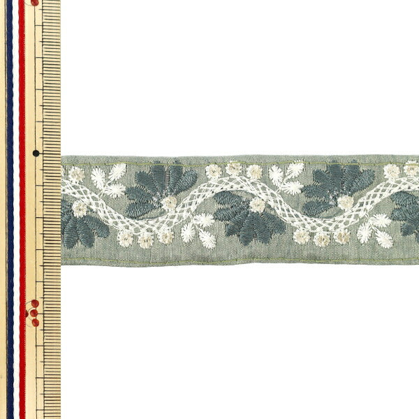 [الكمية تبدأ من 5] حرف اليدويةالزركشة "2024 زركشة التطريز الهندي تقريبا. 3.5 سم عريضة أخضر X أبيض M-863D"